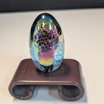 1984 Mount St. Helens Volcanic Ash Glass Egg Sculpture Signed MSH Paperweights