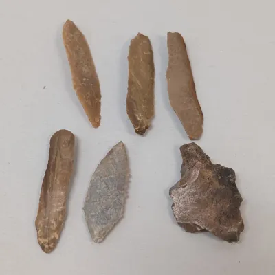 Collection of 6 Knapped Stone Artifacts, Blades & Arrowheads #2