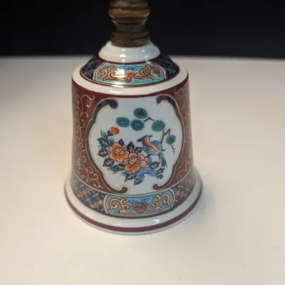 Vintage Porcelain Hand Bells With Wooden Handles - Set of 3