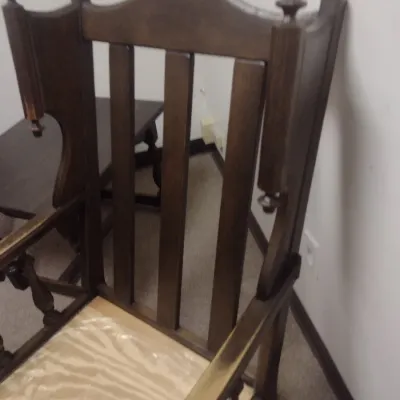 Vintage Wood Frame Chair with Side Table