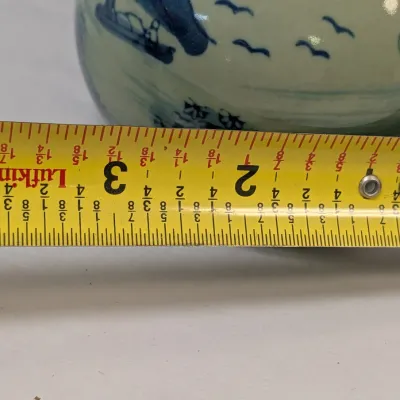Chinese Scenic Pottery Vase & Porcelain Tea Cups