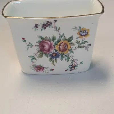 Floral Royal Worcester Egg Coddler, Royal Crown Derby Tudor Trinket Dish, Marlow Minton Trinket Dish & Toothpick Holder