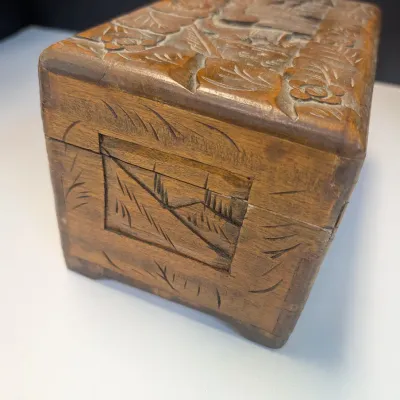 Hand Carved Japanese Wood Box