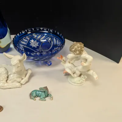 Glass & Porcelain Items (All The Pieces Have A Chip Or Crack)