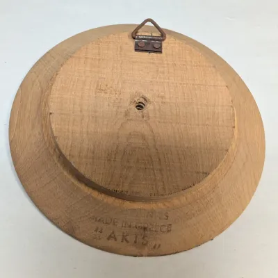 3 1/2" Made In Greece Wooden Castle Wall Decor & Hand Turned Bowl