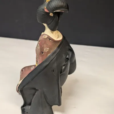 Vintage Hakata Urasaki Napco Japan Clay Figure Drinking Sake & Hakata Urasaki Napco Japan Clay Okusan Figure
