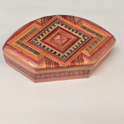 Vintage Straw Marquetry Trinket Boxes