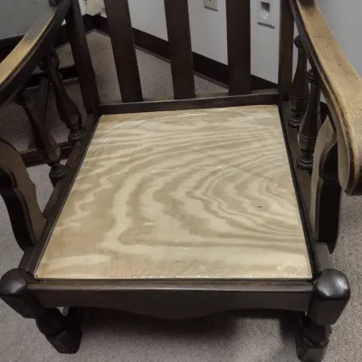 Vintage Wood Frame Chair with Side Table