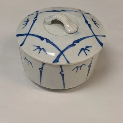 Blue & White Porcelain Bowls & Stoneware Dish w/ Lid