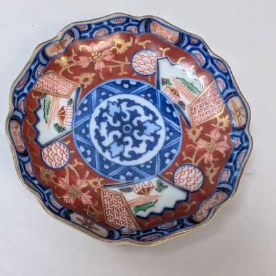 4 Trinket Dishes Kutani Yoshidaya Dish, Japanese Imari Bowl, Meissen Kakiemon Confectionery Bowl & Ceramic Dish w/ Chinese Ink Paint