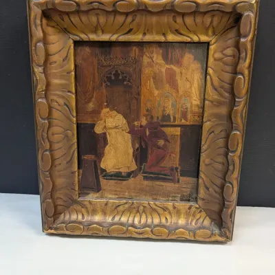 Antique Jose Frappa Framed Print 'The Confession'