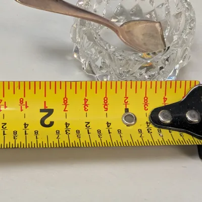 Vintage WMF Silver Plate & Crystal Glass Miniature Bowl With Spoon Leaf Design