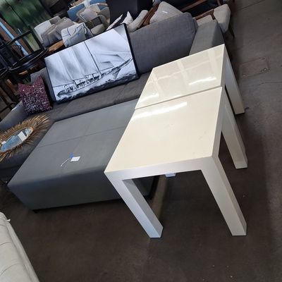 Set of 2 White Lacquer Parsons Nesting Tables