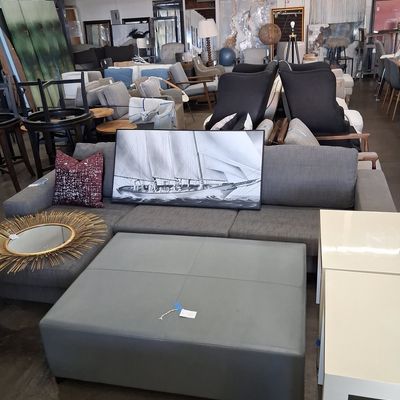 Contemporary Large Square Leather Ottoman