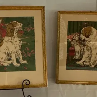 SAINT BERNARDS 2 GOLD FRAMED MATTED 