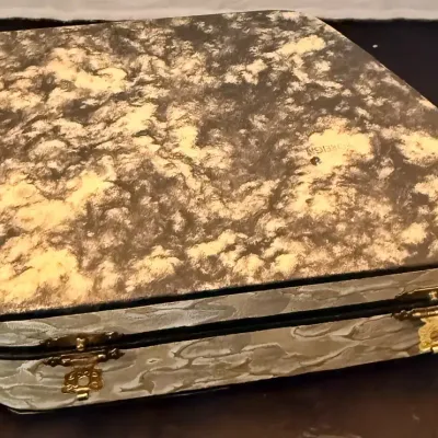 Vintage Satin-Lined Vanity Travel Case with Mirror & Manicure Tools