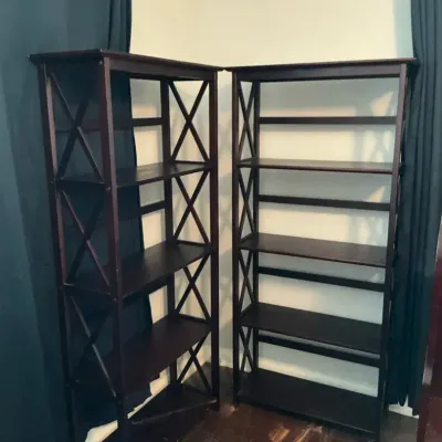 2 Mahogany Look Bookshelves