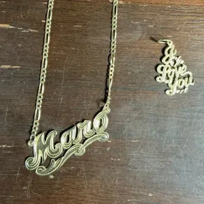 14K Nameplate And Charm