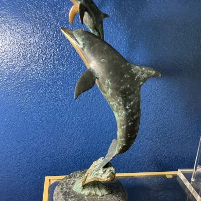 Large Bronze Sculpture On Marble Base