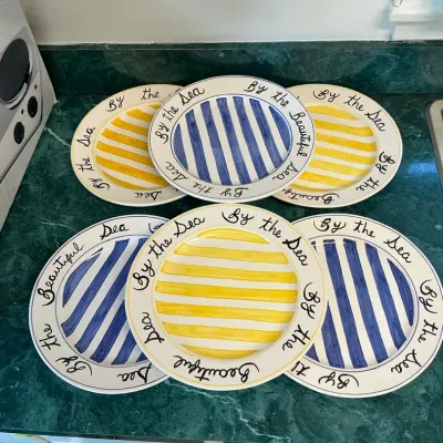 Hand-Painted Casafina Portugal Dinner Plates Lot Of 6