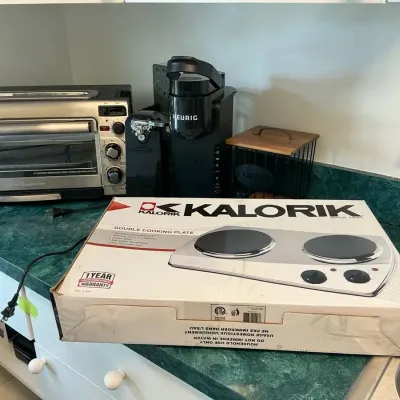 Toaster Oven Can Opener, Coffee Maker Cooking Plate