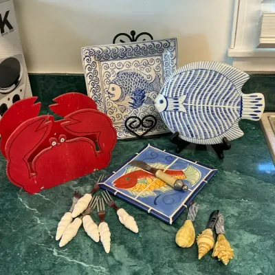 Fish Plates With Seashell Utensils