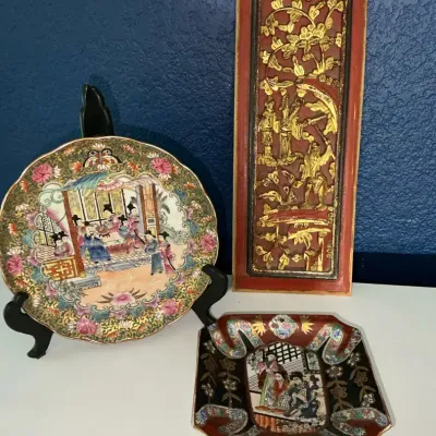 Asian Themed Decor Plates And Wall Hanging 