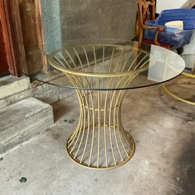 Gold Base Table With Glass Top