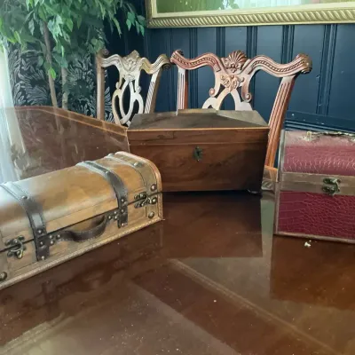 English Tea Caddy And 2 Storage Boxes. 