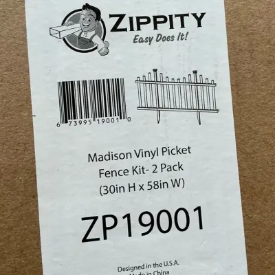 Zippity Madison Vinyl Picket Fence Kit NIB ZP19001