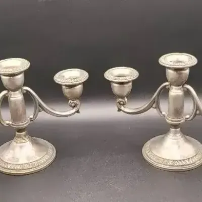 Weighted 3-Arm Sterling Silver Candelabras By Mueck-Carey Company of New York.