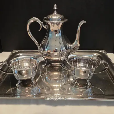 G&P Swedish Silver Plated Serving Tray Tea Set