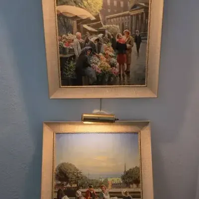 2 Oil On Lighted Canvas Paintings Signed By Soren Bjulfm - Antiques
