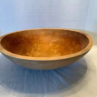 Vintage Hand Turned Wooden Dough Bowl By the J. Shepherd Parrish Company Of Chicago