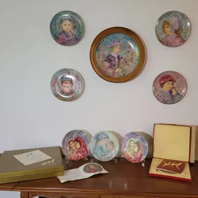 Collection of Edna Hibel Porcelain Collector's Plates - 8