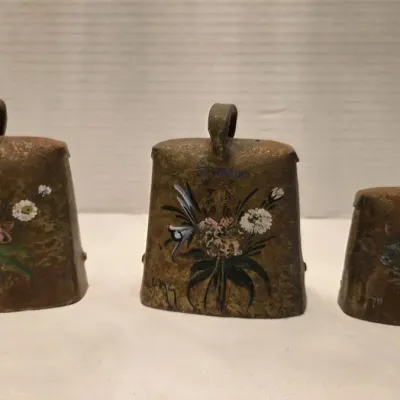 Antique Swiss Hand Painted Metal Cow Bells