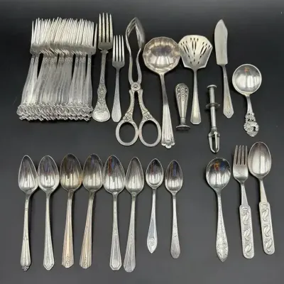 Silver Plate Serving Ware - 37 Pieces 