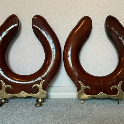 Vintage Open Front Wood Toilet Seat With Brass Hardware