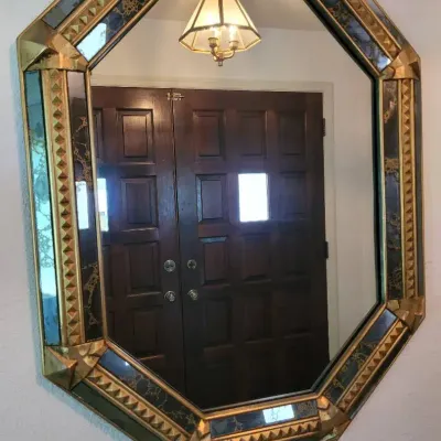 Vintage Octagonal Hollywood Regency Wall Mirror