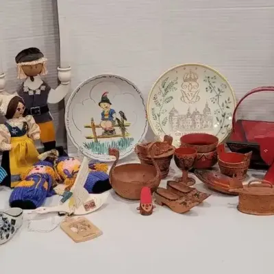 Variety of Vintage Scandinavian Folk Art and Collectibles