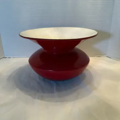 Antique Porcelain-Enamel Lined Cast Iron Spittoon 