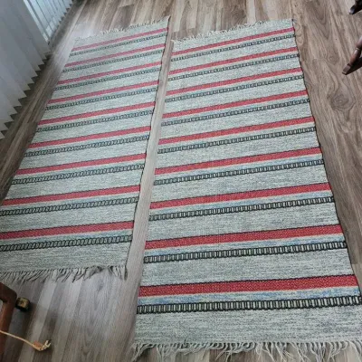 2 Handwoven Runner Rugs With Fringe 
