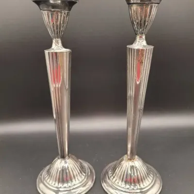 Fluted Sterling Silver Weighted Candlesticks