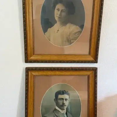 Antique Portraits In Wood Frames