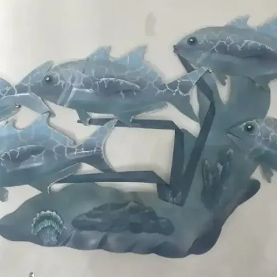 Indoor/Outdoor 3D Metal Tropical Fish Wall Decor