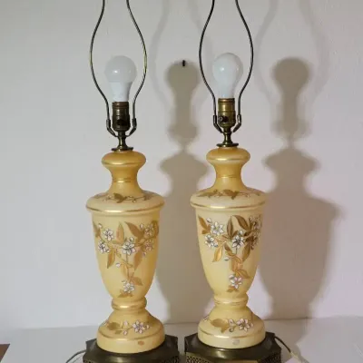 Vintage Mid-Century Hollywood Regency Glass Table Lamps