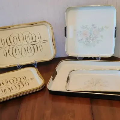 Vintage MCM Metal Serving and TV Lap Trays