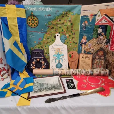 Collection of Traditional Swedish Heritage Items, Folk Art, and Souvenirs
