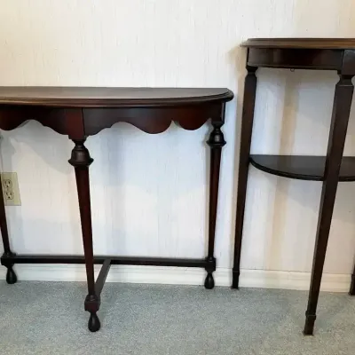 Set Of Vintage Demilune Wood Accent Tables