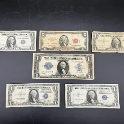 Silver Certificate Dollar Bills Including Oversized 1923 “Horse Blanket” Bill
